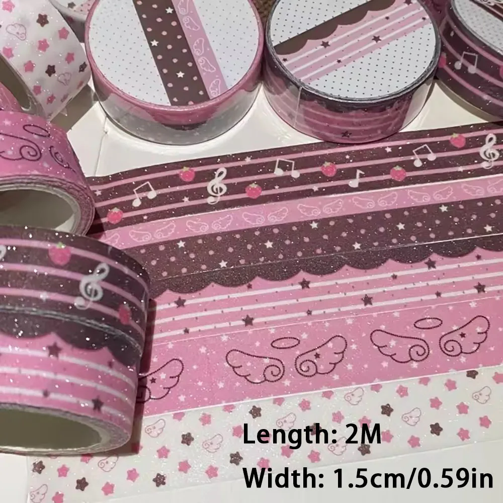 카와이 스파클링 러브 윙 조경 와시 테이프 저널 DIY 장식 마스킹 테이프 문구 스크랩북 용품 스티커