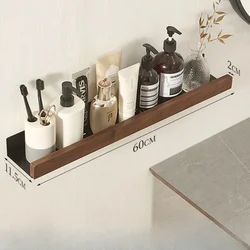 Solid Wood Wall-Mounted Bathroom Shelf - Punch-Free Shower and Toilet Organizer (11.5X60CM)