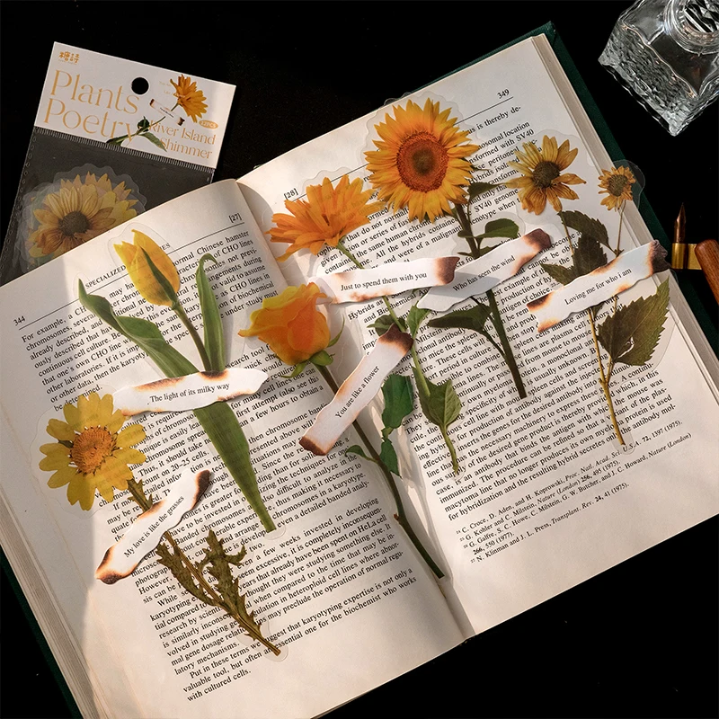 Rose and Poetry-Themed Sticker Set for Scrapbooking and DIY Crafting