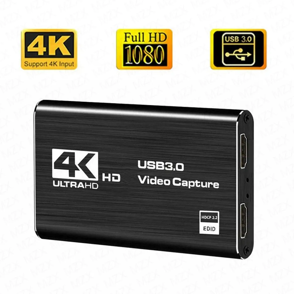 MZX 비디오 캡처 카드 박스, HDMI 호환, 4K, 30Hz, 60Hz, USB3.0, 1080P, 30fps, 60fps, HD 녹음기 그래버, OBS 캡처 게임 오디오 마이크