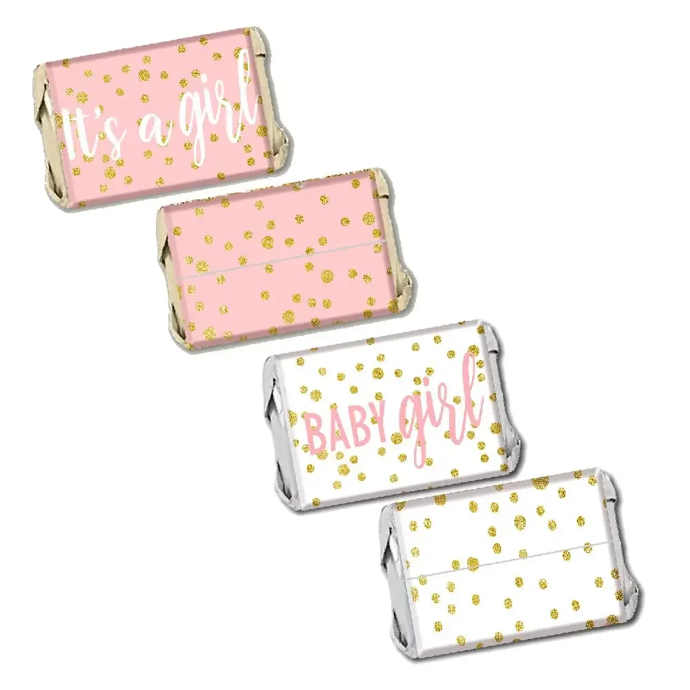 It'S A Girl Baby Shower Mini Candy Bar Wrapper Kinder Bueno Hershey Chocolate Stickers Capri Sun Water Bottle Label Party Decor