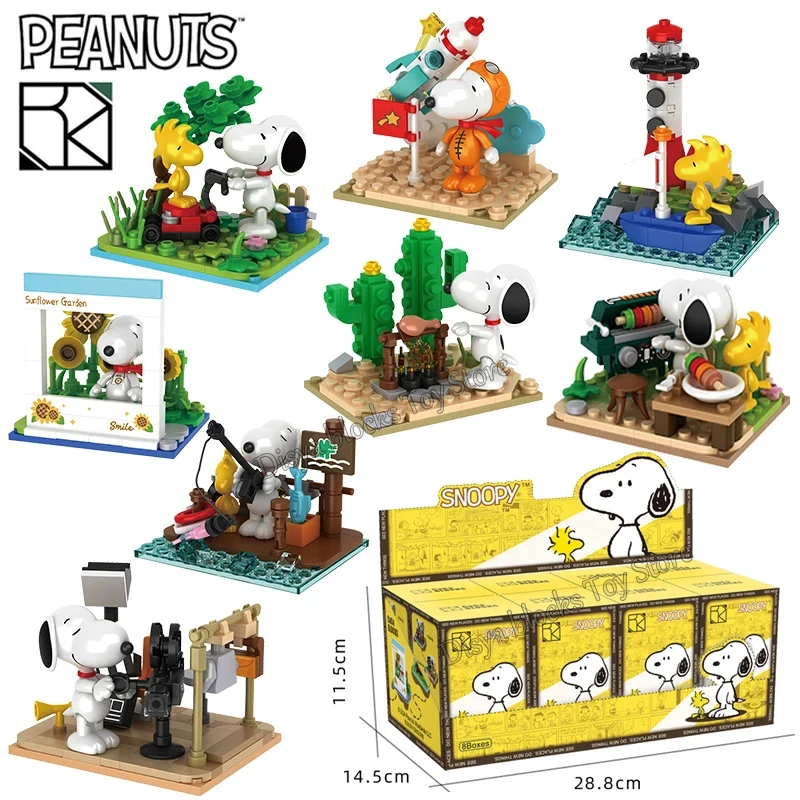 Genuine Snoopy Building Blocks Multi-faceted Life Puzzle Box Cartoon Plastic Building Blocks Trendy Scene Coffee Shop Toys Gift 3