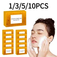 Savon artisanal au curcuma pour le visage et le corps, contrôle du sébum, gingembre, citron, acide kojique, nettoyage en profondeur, soin du visage, nettoyant, 1/3/5/10 pièces 1