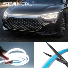 SEAMETAL-자동차 후드 Led 라이트 스트립 12V, 콜드 화이트 스타트 스캔 주간 러닝 라이트 프리 커팅 DRL 소프트 방수 램프 바