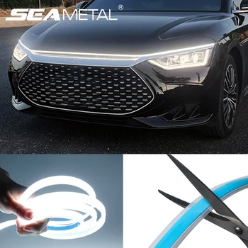 SEAMETAL-자동차 후드 Led 라이트 스트립 12V, 콜드 화이트 스타트 스캔 주간 러닝 라이트 프리 커팅 DRL 소프트 방수 램프 바
