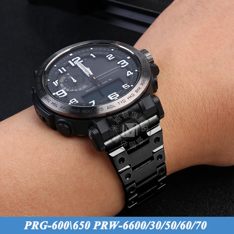 Cinturino Per Orologio In Acciaio Inossidabile Per Casio Protrek Prg-600 650 Prw6600/30/50/60/70 Cinturino Per Orologio Modificato Bracciale Da Uomo 2