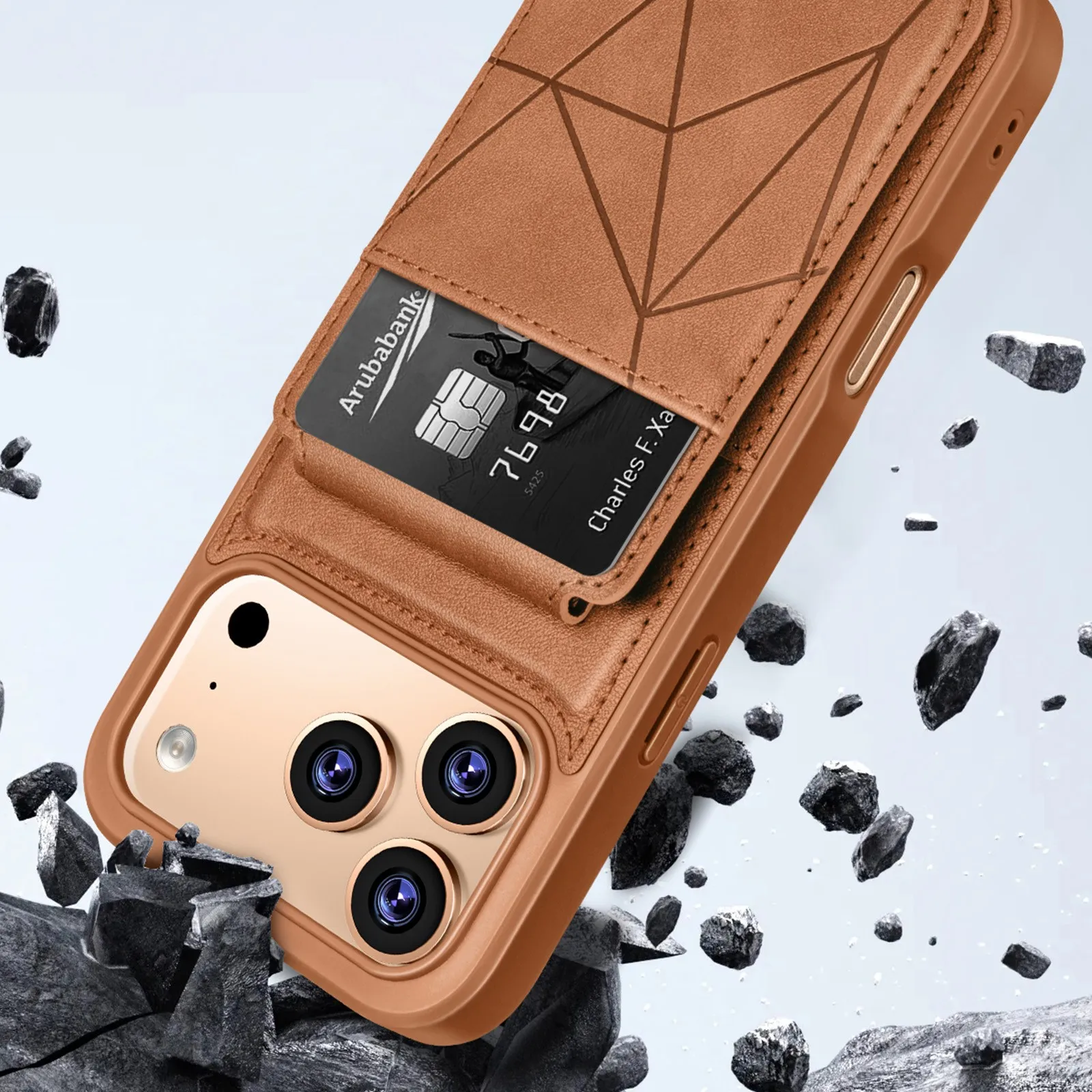 Luxury Leather Flip Wallet Phone Case with Card Holder and Durable Hard Cover