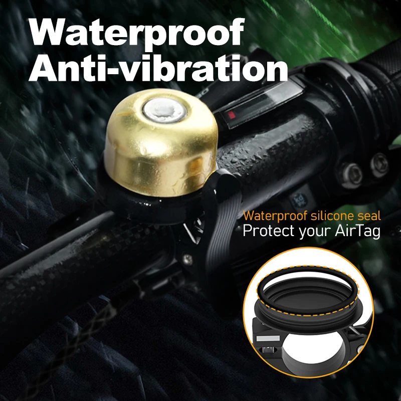 Bicycle Bell Classic Brass Bike Bell Apple AirTag Case Waterproof Bike Mount Bicycle Bell Air Tag GPS Tracker Under Holder