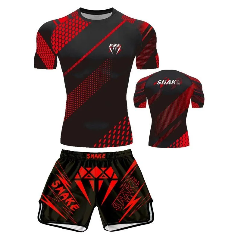MMA Boxing Short Sleeve Children's Suit Sports Men's and Women's UFC Fighting Breathable Quick Drying Training Set sports suit