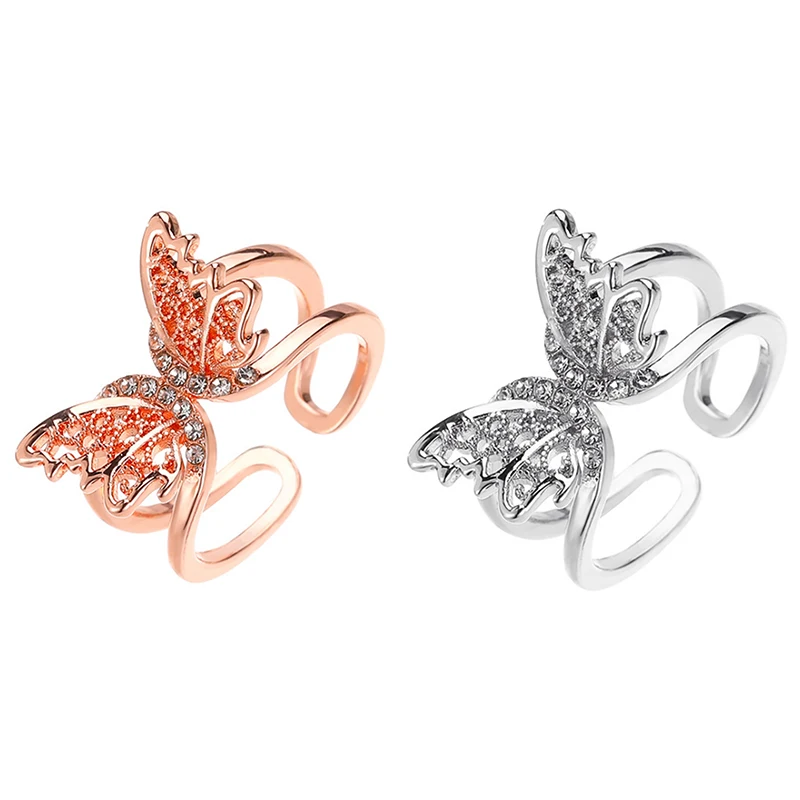 

Vintage Hollow Butterfly Rings Female Girls Temperament Double-Layer Opening Adjustable Ring Fine Jewelry