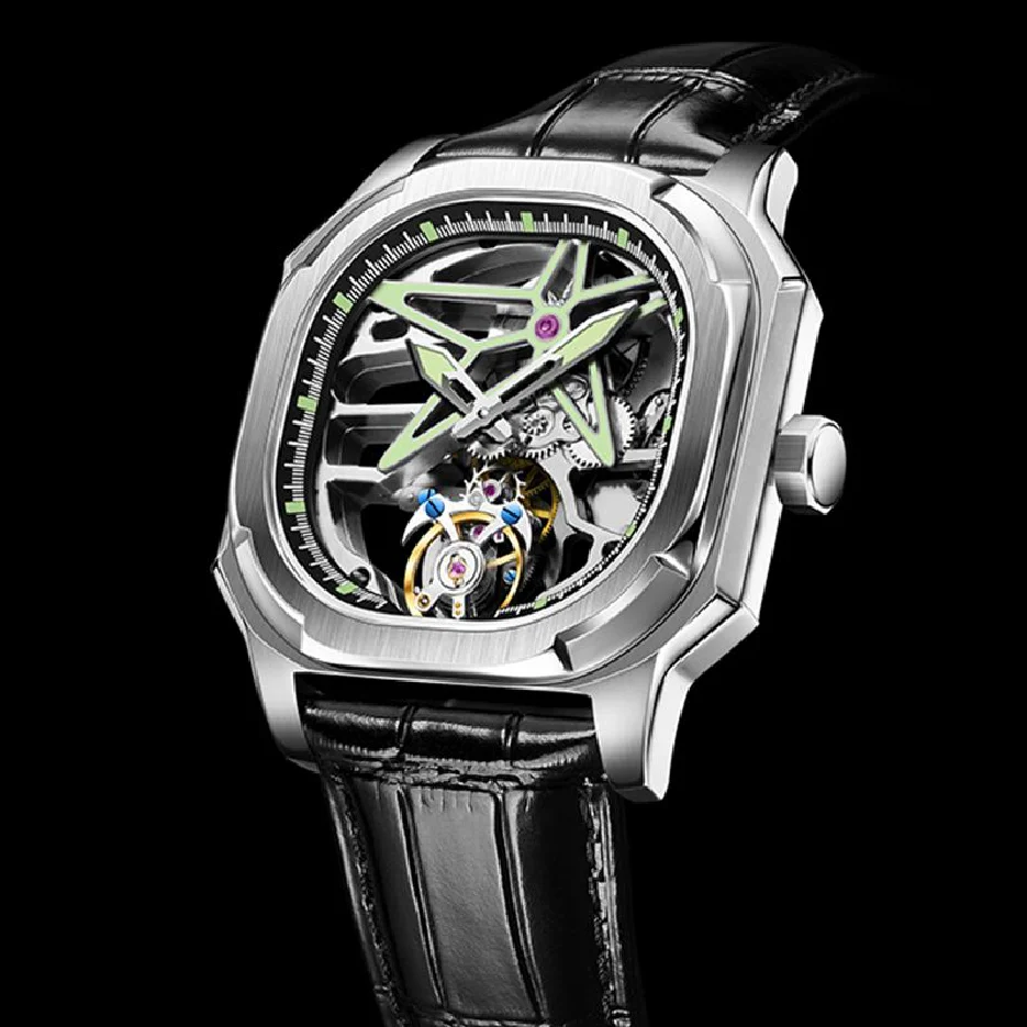 

AESOP Tourbillon Diamond Skeleton Mens Mechanical Sports Wrist Watches Top Brand Luxury Waterproof Luminous Watch for Men 2022 A