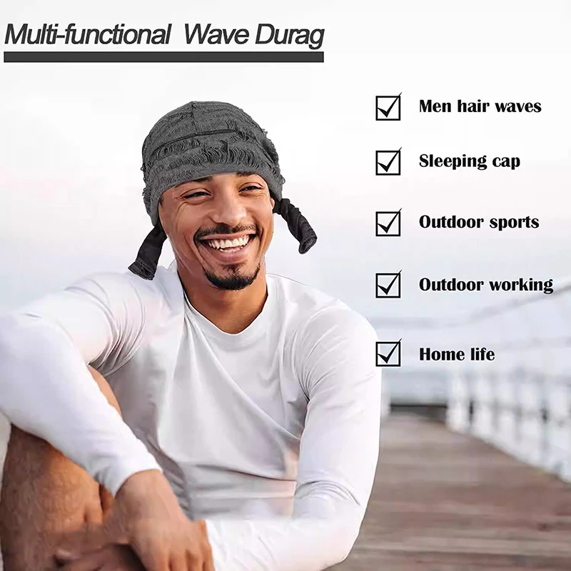Bandana Pirate Imprimé Soie - Pour Cyclisme, Moto, Hip-Hop - Durag Réglable Anti-UV