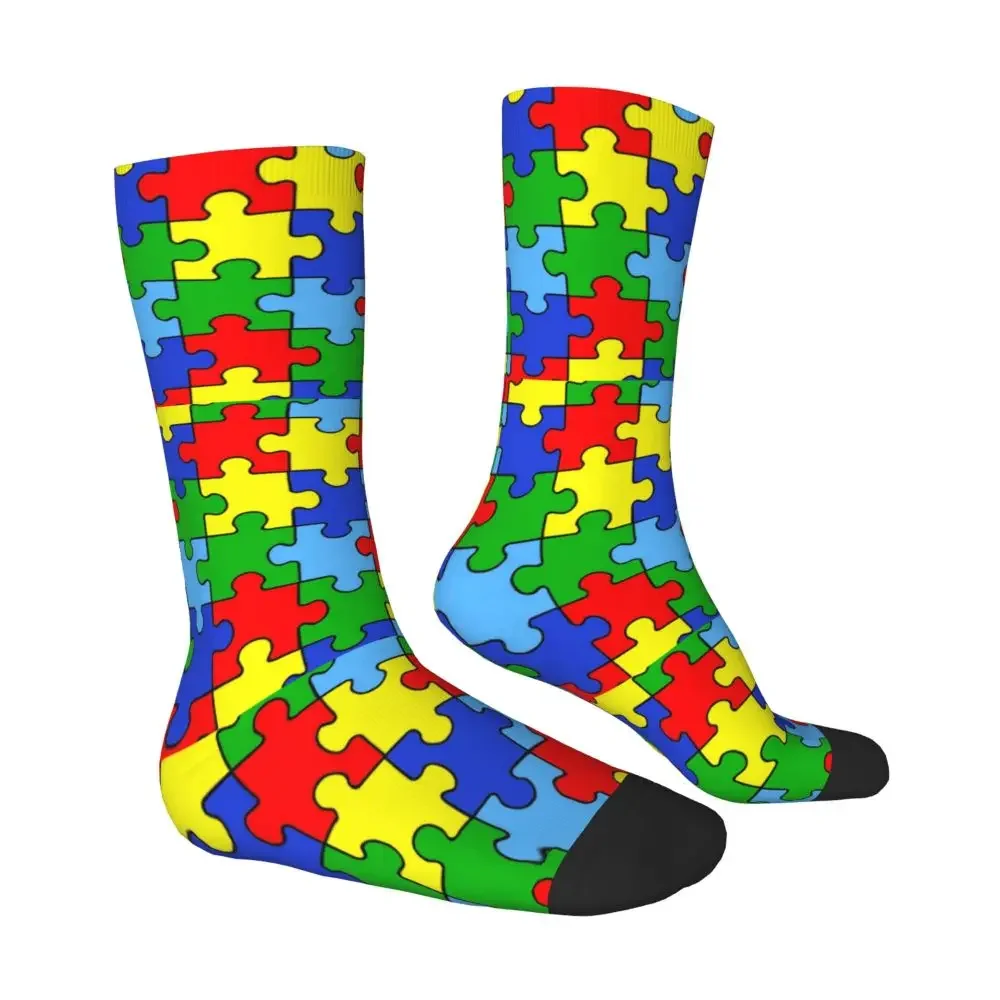 Y2K Autumn Winter Crazy Design Men'S Women'S Autism Puzzle Pieces Ribbon Awareness Breathable Basketball Socks 3 Sbdb458cd130a4ab0969e2283112e1485o