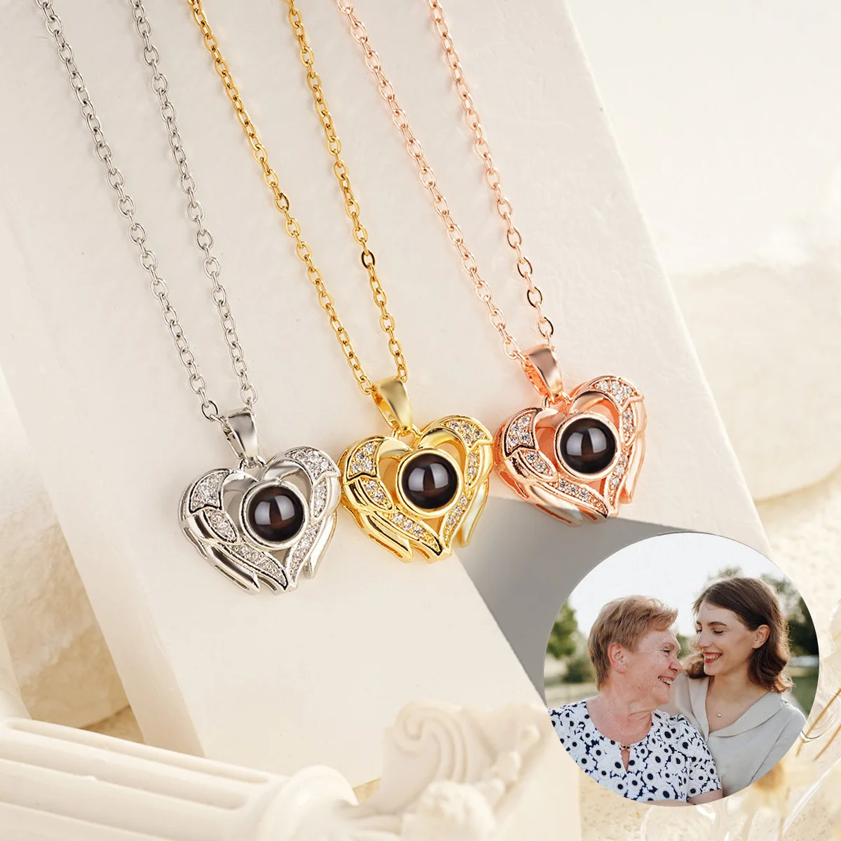 Custom Photo Projection Necklace 100 Languages I Love You Projection Necklace Give Your Girlfriend a Gift Mother's Day Necklace