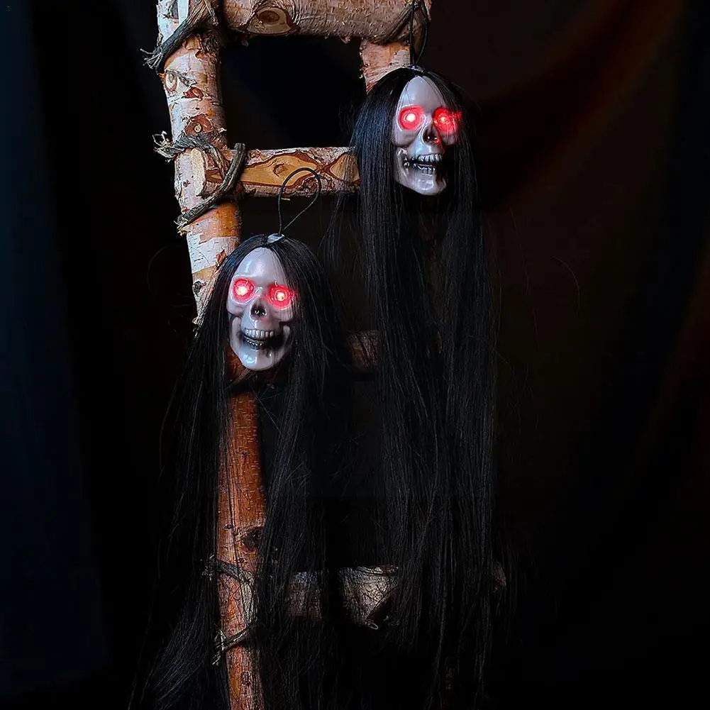 

Хэллоуин, висячий Призрак с светящимися глазами, длинные волосы, скелет, реалистичный Хэллоуин, страшный дом с привидениями, Декор, висящий U1G8