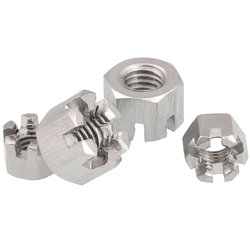 Description Picture 3 of item5/2pcs Connecting Rod Wheel Axle Hub Slotted Castle Nut Groove Hexagon Nut A2 304 Stainless Steel GB6181 M6 M8 M10 M12 M14 M16