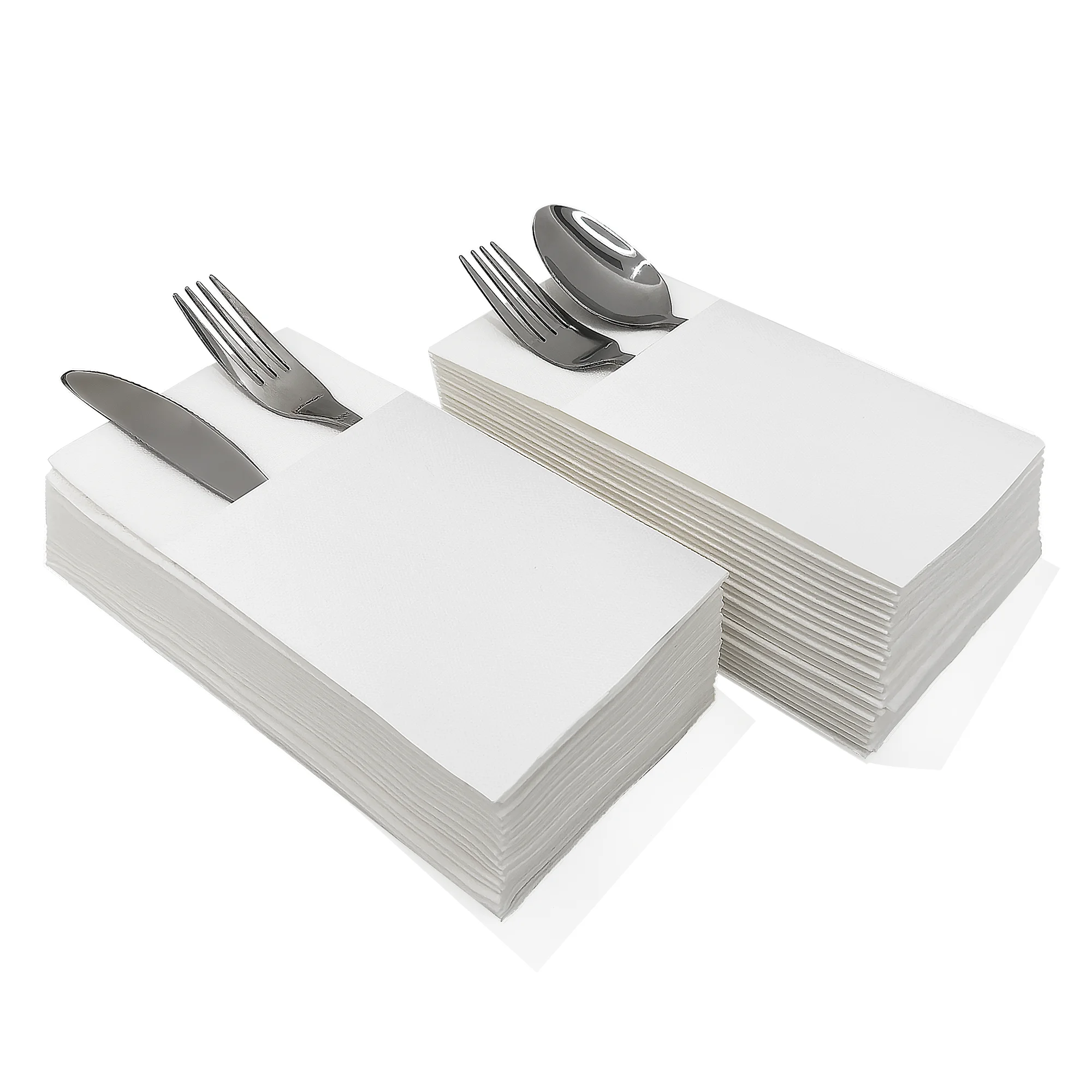 JINYUDOME 25/50Pcs Disposable Linen-Feel Dinner Napkins With Built-in Flatware Pocket,Prefold Cloth Like Paper for Party Wedding
