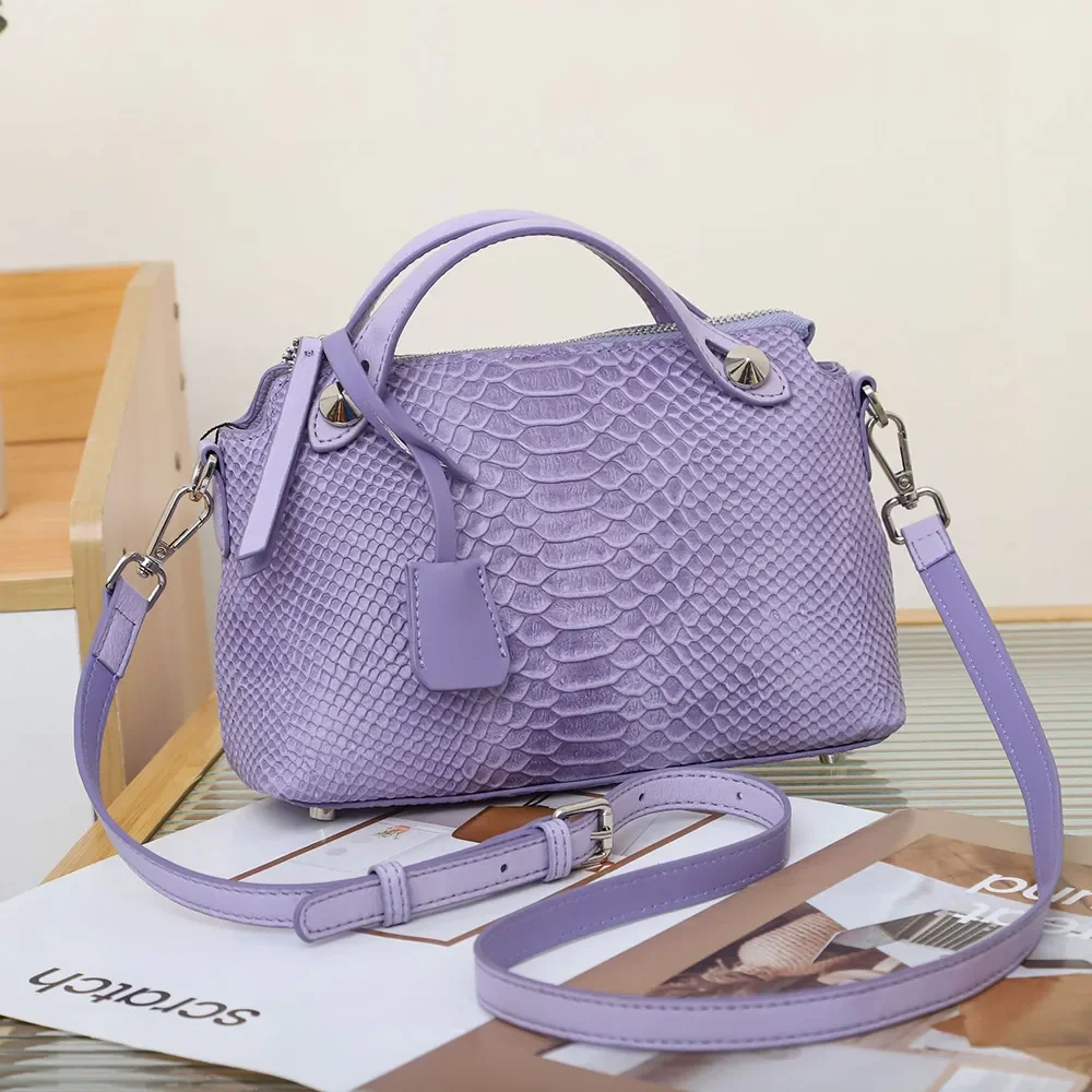 

2023 Luxury Snake Pattern Small Handbag Women Genuine Leather Shoulder Bags Excellent Yak Leather Purse For Ladies Crossbody Bag