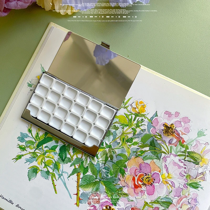 0.5/1ML Portable Watercolor Box Palette Empty Stainless Steel Business Card Box Outing Sketching Paint Art Supplies color palette watercolor palette