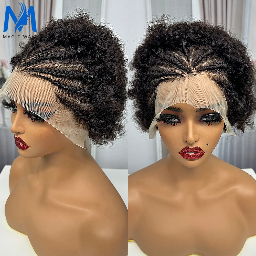 13X 4 Frontale In Pizzo Afro Ricci Capelli Umani Trecce Capelli Umani Per Donne Nere 6 Pollici Parrucche Brasiliane Nere Naturali Dei Capelli Umani