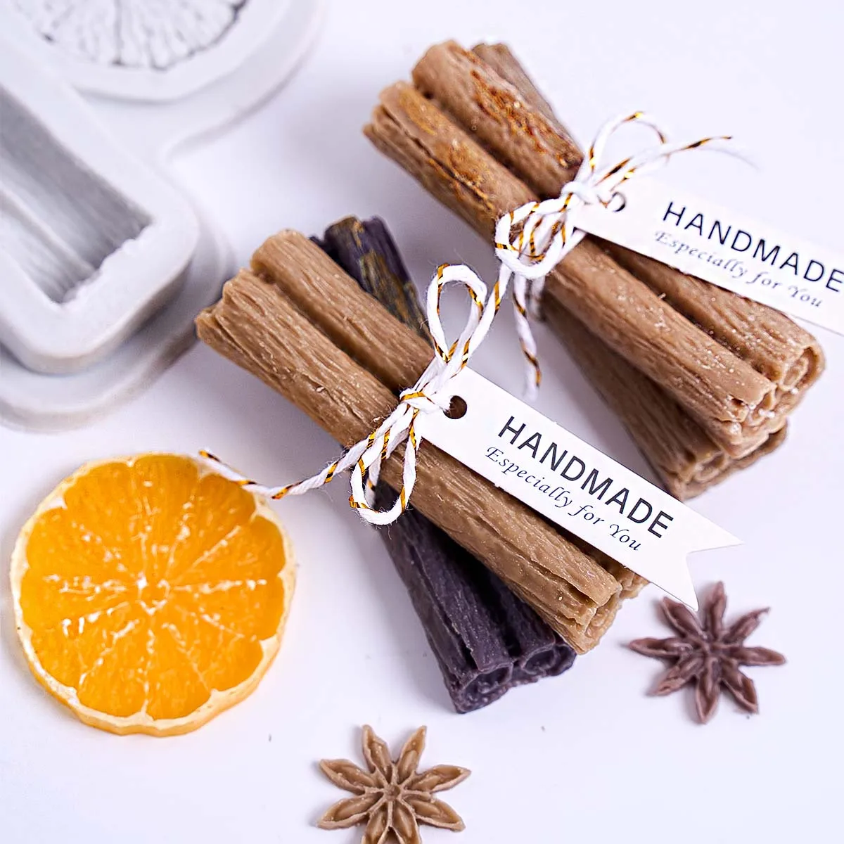6-Cavity Cinnamon Stick & Star Anise Silicone Mold - For Soap, Candles, Resin Art, Wax Melts