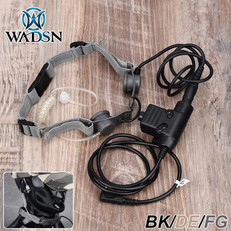 

Wadsn-Tactical Earphones with Neck, Laryngeal Microphone, Air Duct Earphones, Fit for Moto Midland, Walkie Talkie, U94 PTT