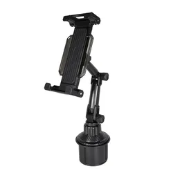 Universal 360° Adjustable Car Cup Tablet Stand with Non-Slip Triangular Base (Black)