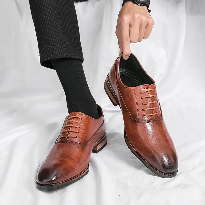 Fashion Business Dress Men Leather Shoes Classic Formal Comfortable Slip On Oxfords Size 46 leather shoes