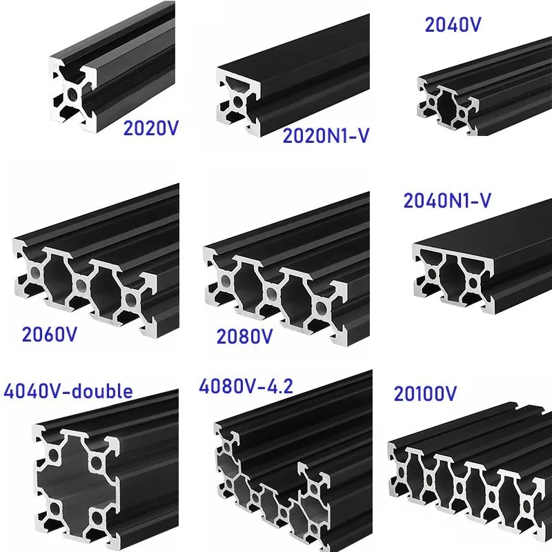 1PCS 2020 2020N1 2040 2040N1 2060 2080 4040 4080 20100 V Slot Aluminum Profile EU Standard DIY Frame Anodized For CNC 3D Printer