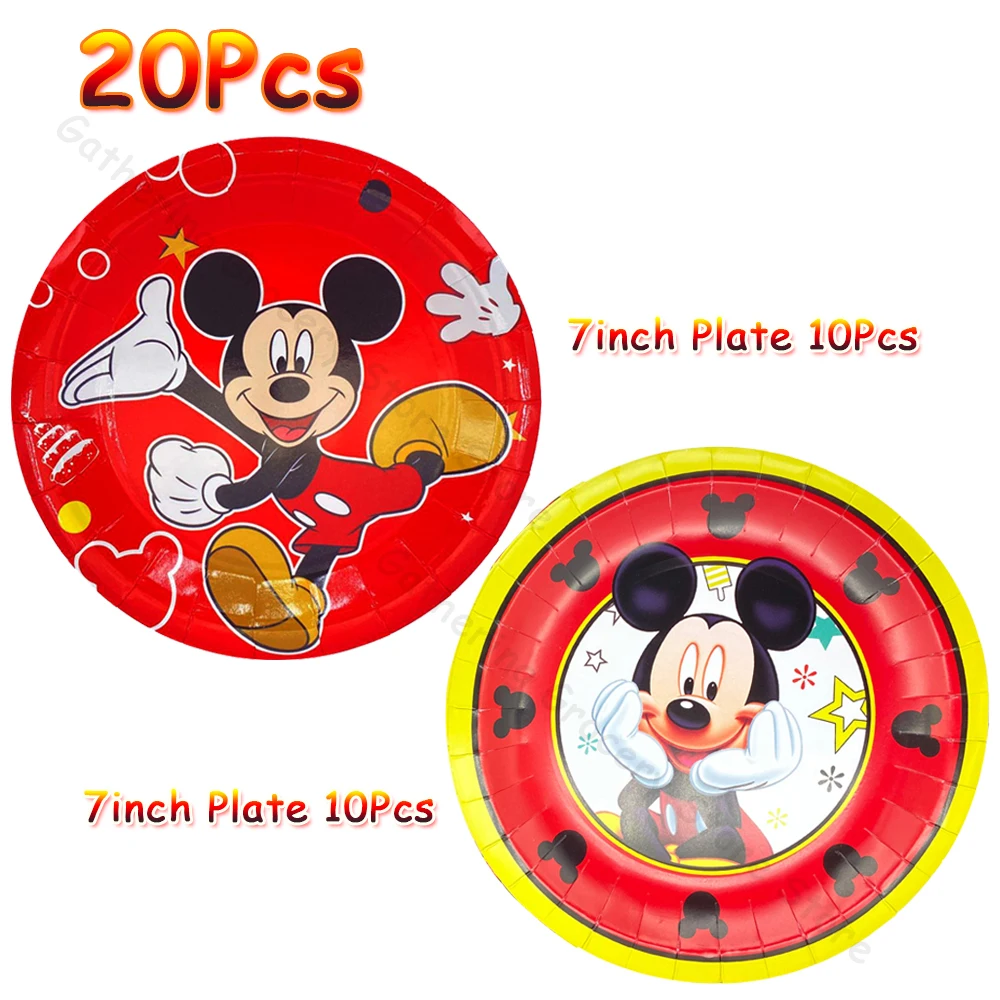 

Mickey Mouse Kid Birthday Party Supplies Tableware Set Scene Layout Party Decoration Paper Plates Cups Napkin Ballon Baby Shower