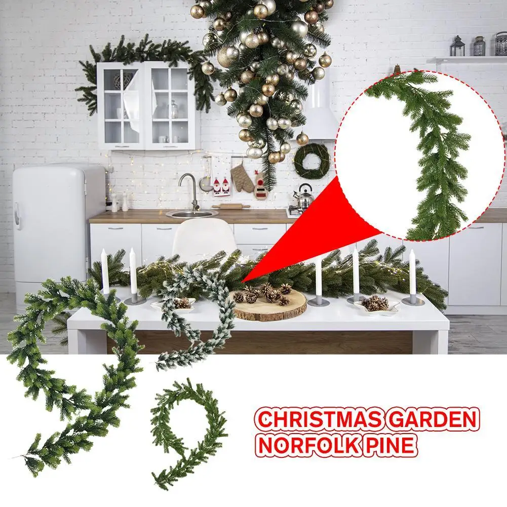 

Рождественская сосновая гирлянда, искусственные иглы из сосны Норфолка, ципарисовая гирлянда, зеленое растение, рождественский стол, камин, украшение для стен и дома