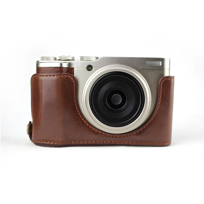 Nuova Custodia Per Fotocamera In Pelle Pu Mezza Copertura Per Fujifilm Xf10 Fuji X-F10 Custodia Inferiore Apribile Caffè Marrone Nero