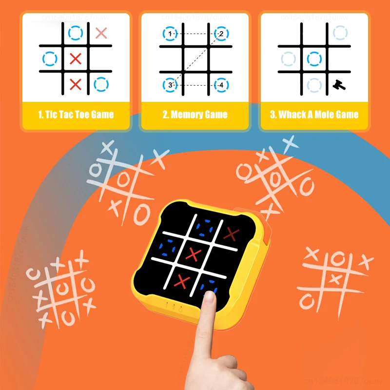 Juego Electrónico Portátil 4 En 1 Tic Tac Toe - Consola Viaje Con Modos Memoria Y Whack-a-Mole Para Niños Y Adultos