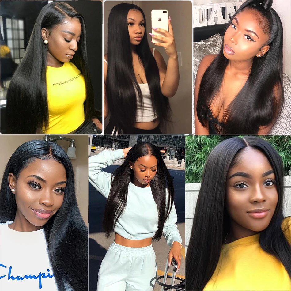 Human Hair Extensions Straight Bundles Human Hair 100g/pc Natural Black Straight Human Hair Bundles Raw Brazilian Hair Weave Bundles 30 inch Hair Weft