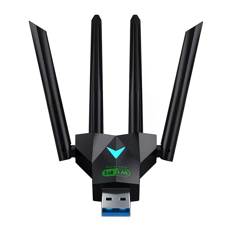 듀얼 밴드 1300Mbps WiFi USB 어댑터 2.4G/5Ghz Wi-Fi 동글 USB3.0 802.11AC PC/노트북용 4안테나 무선 수신기 드라이버 무료