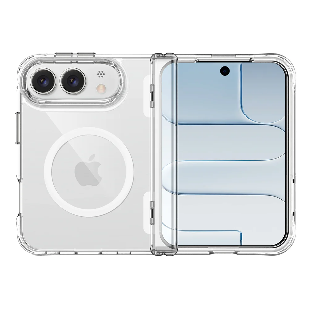 Crystal Clear Magnetic Phone Case with Magsafe Wireless Charging and Folding Bumper Cover