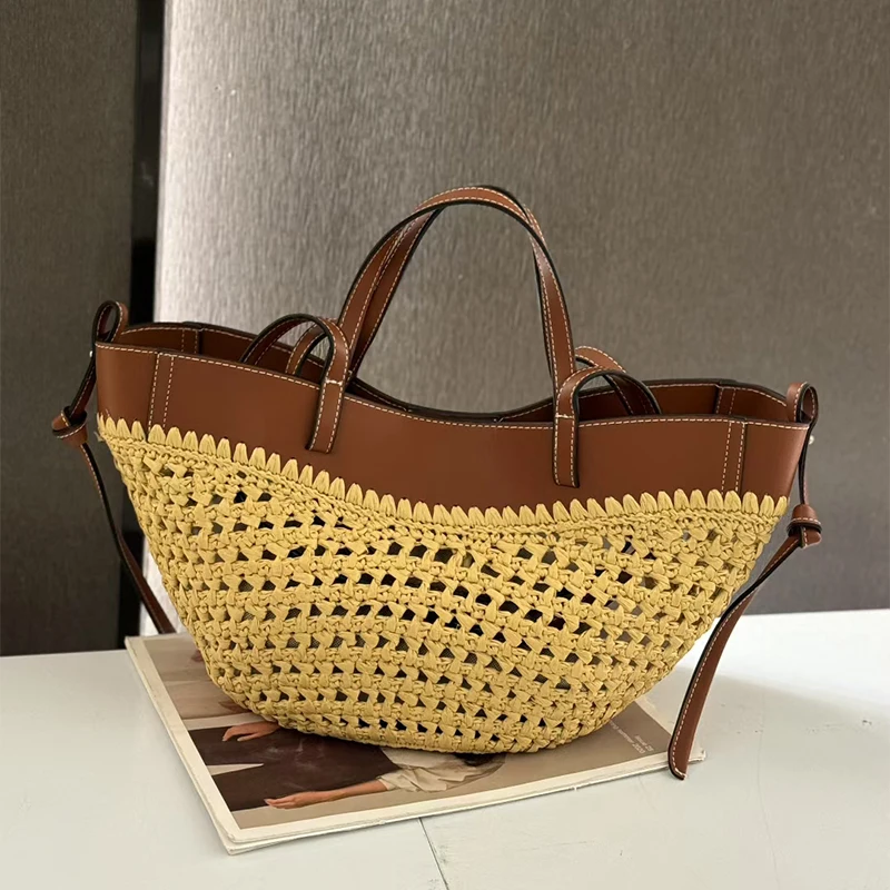 Borsa a spalla donna in paglia intrecciata borsa secchiello chic_voghion.com