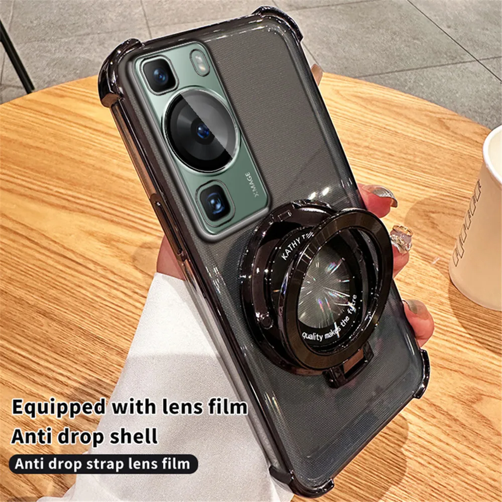 Plating Magnetic Bracket Transparent Shockproof Stand Holder Case
