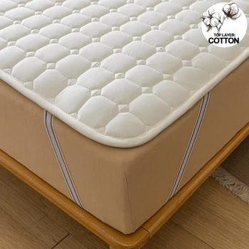 Housse de matelas douce matelassée, protection de matelas respirante, drap de lit antidérapant avec sangles hypoallergénique, pour toutes les saisons 1