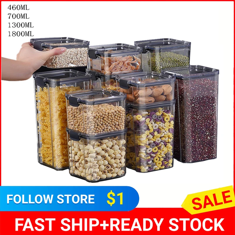 Food Storage Container Refrigerator Noodle Box Granary Transparent Sealed Can With Lid Storage Bottle Kitchen Snack Box