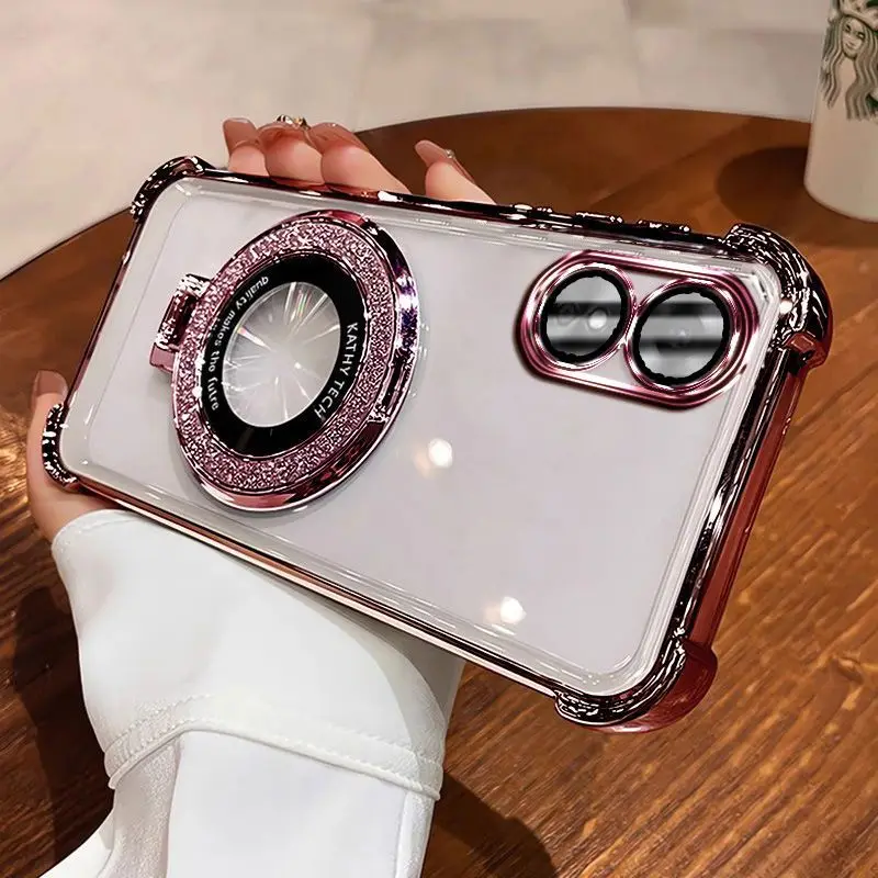 Magnetic Holder Anti-Fall Soft Transparent Protective Phone Case
