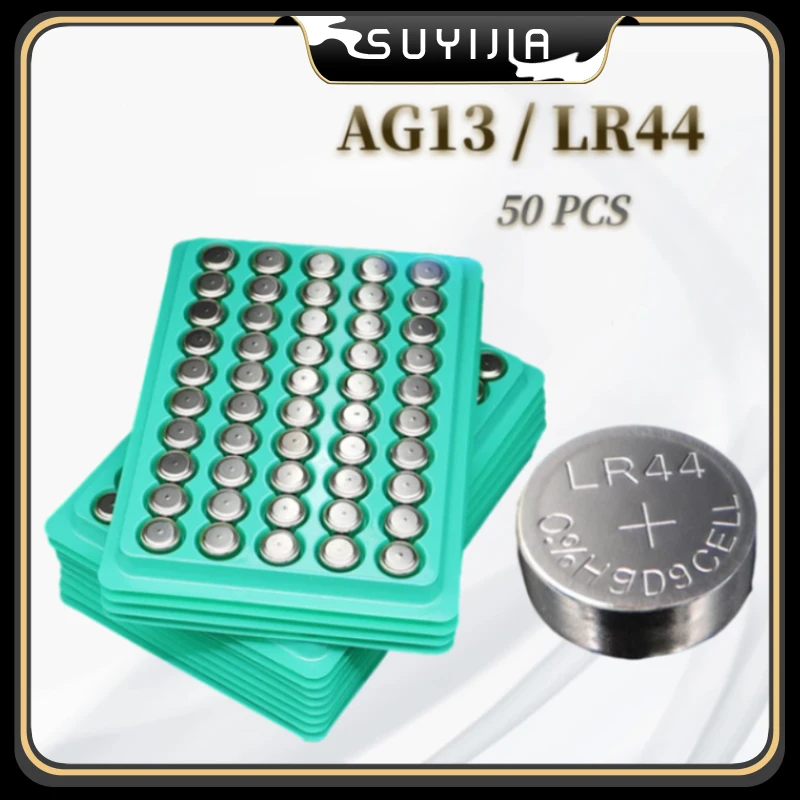 

50-200 шт., щелочные кнопочные батарейки LR44, AG13 1,55 в