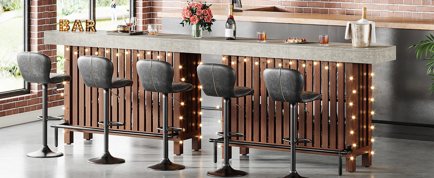 Modern 2-Tier Bar Table with Footrest