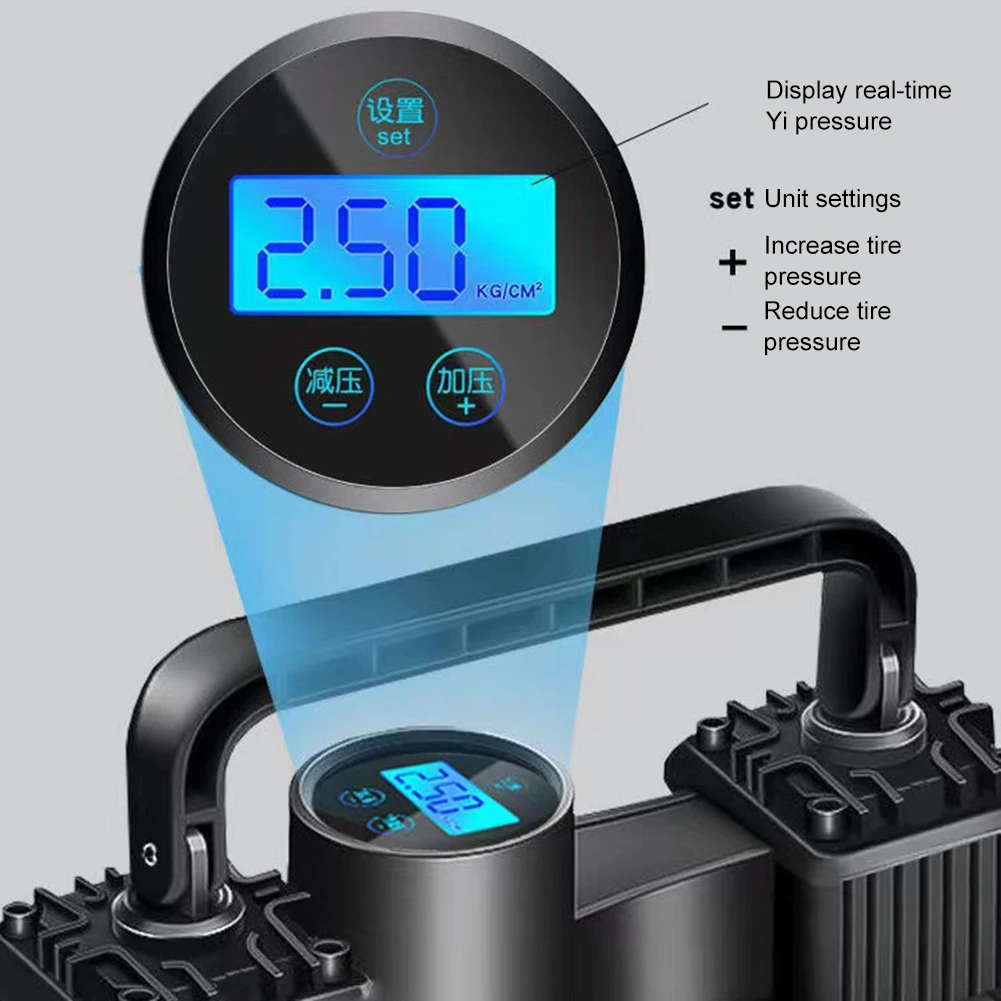 12V 150PSI Heavy Duty Tire Inflator with Pressure Gauge Heavy Duty Deluxe Portable Metal Air Compressor Car Tire Inflatable Pump