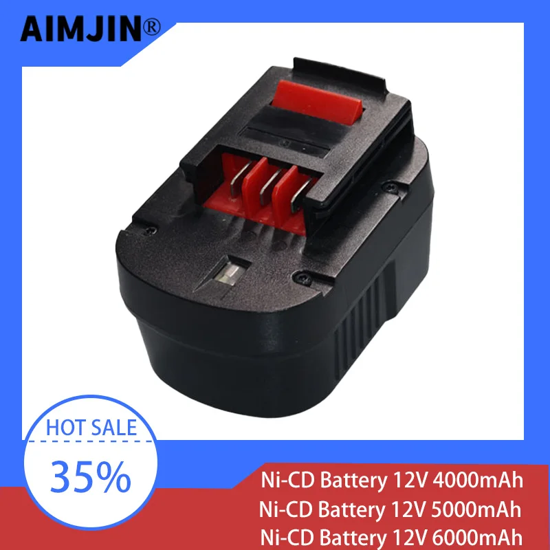 Bateria De Ferramentas Recarregalvel Para Black & Decker, 12V, 4000 Mah, 6000Mah, A12, A12Ex, Fsb12, Fs120B, A1712, Hp12K, Hp12