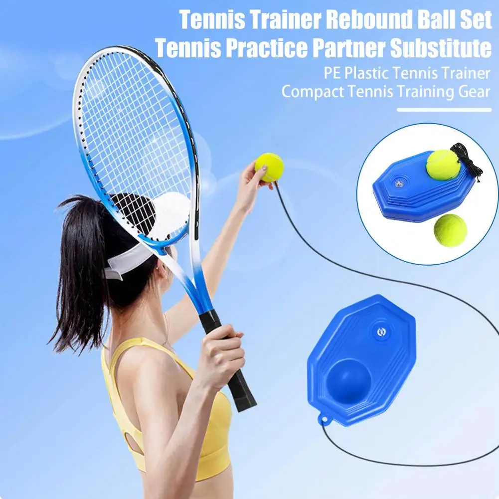 Tennis Serve Training Equipment Solo Tennis Rebounder Set for Adults Kids Practice Training Tool with 2 Balls for Self