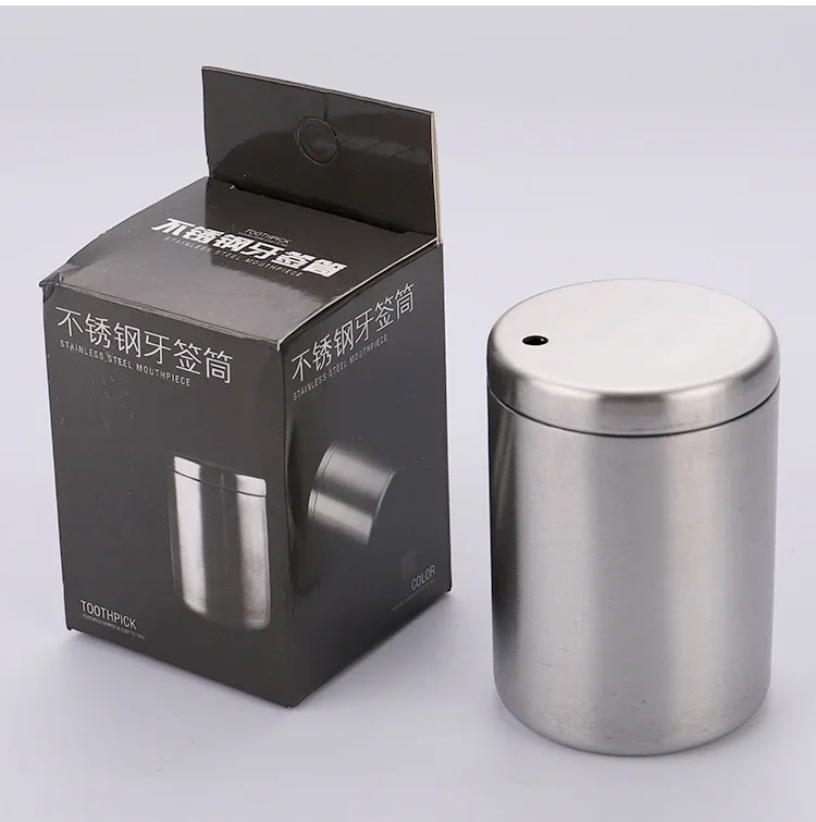 Description Picture 6 of itemStainless Steel Toothpick Container Cotton Swab Dispenser Creative Simple Portable Cotton Toothpick Container Storage Box Home