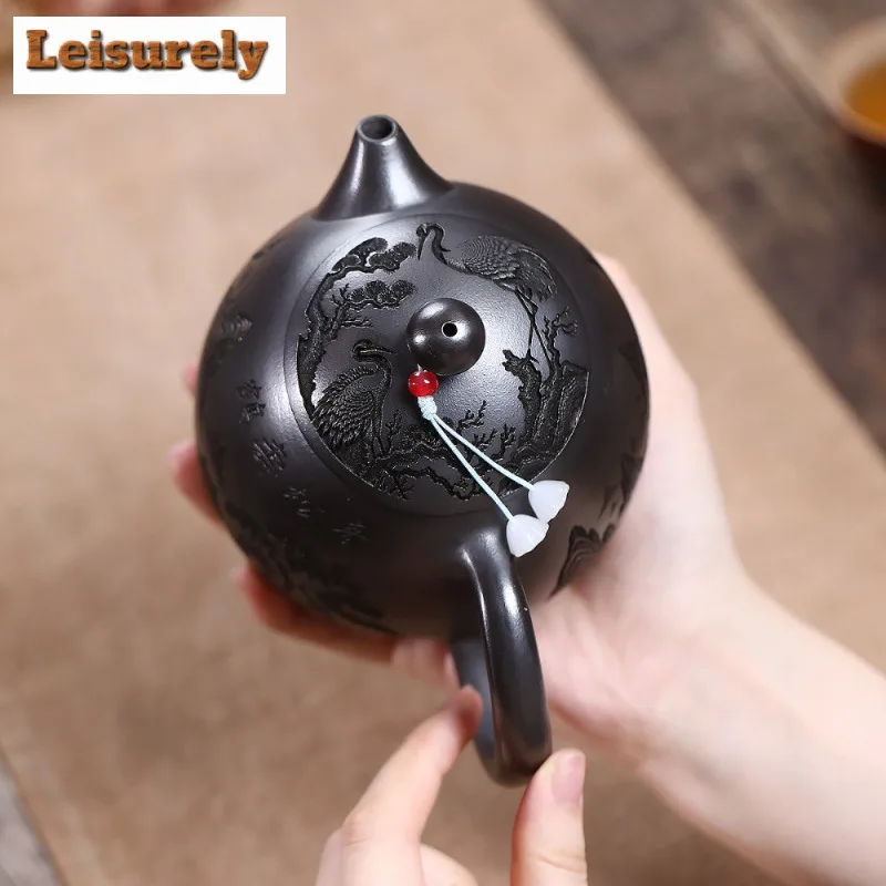 520ml Ancient Yixing Purple Clay Teapots Handmade Dragon Egg Pot Raw Ore Stone Yellow Mud Tea Making Kettle Zisha Tea Set Gift