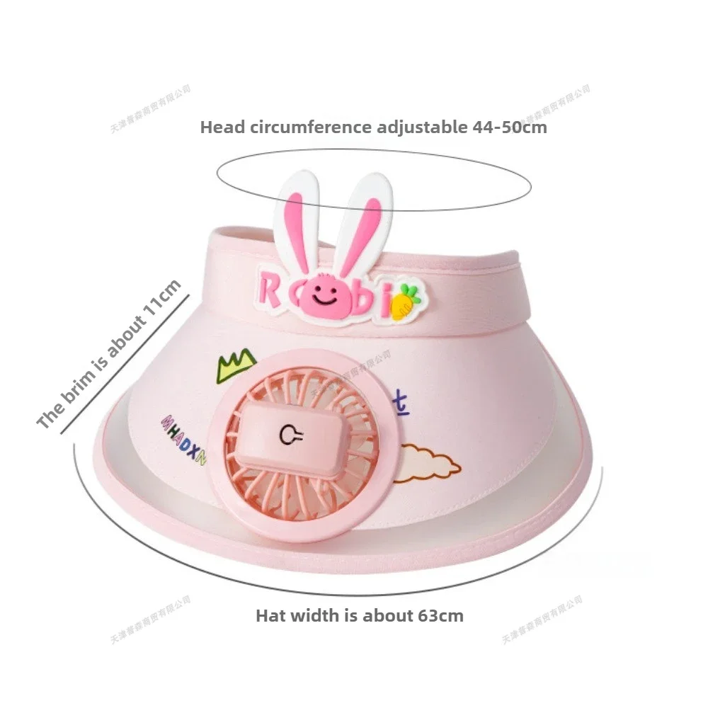 USB Rechargeable Sun Hat with Built-in Fan Children's Summer Adjustable Fan Cap Sunscreen Hat Kids Outdoor Sunshade Accessories