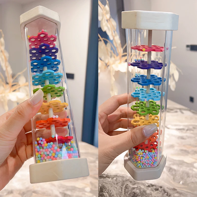 Baby Wooden Rain Sound Pipe Simulation Rain Sound Wooden Toy Gift Hourglass Fun Music Shaker Early Education Enlightenment Toy 4
